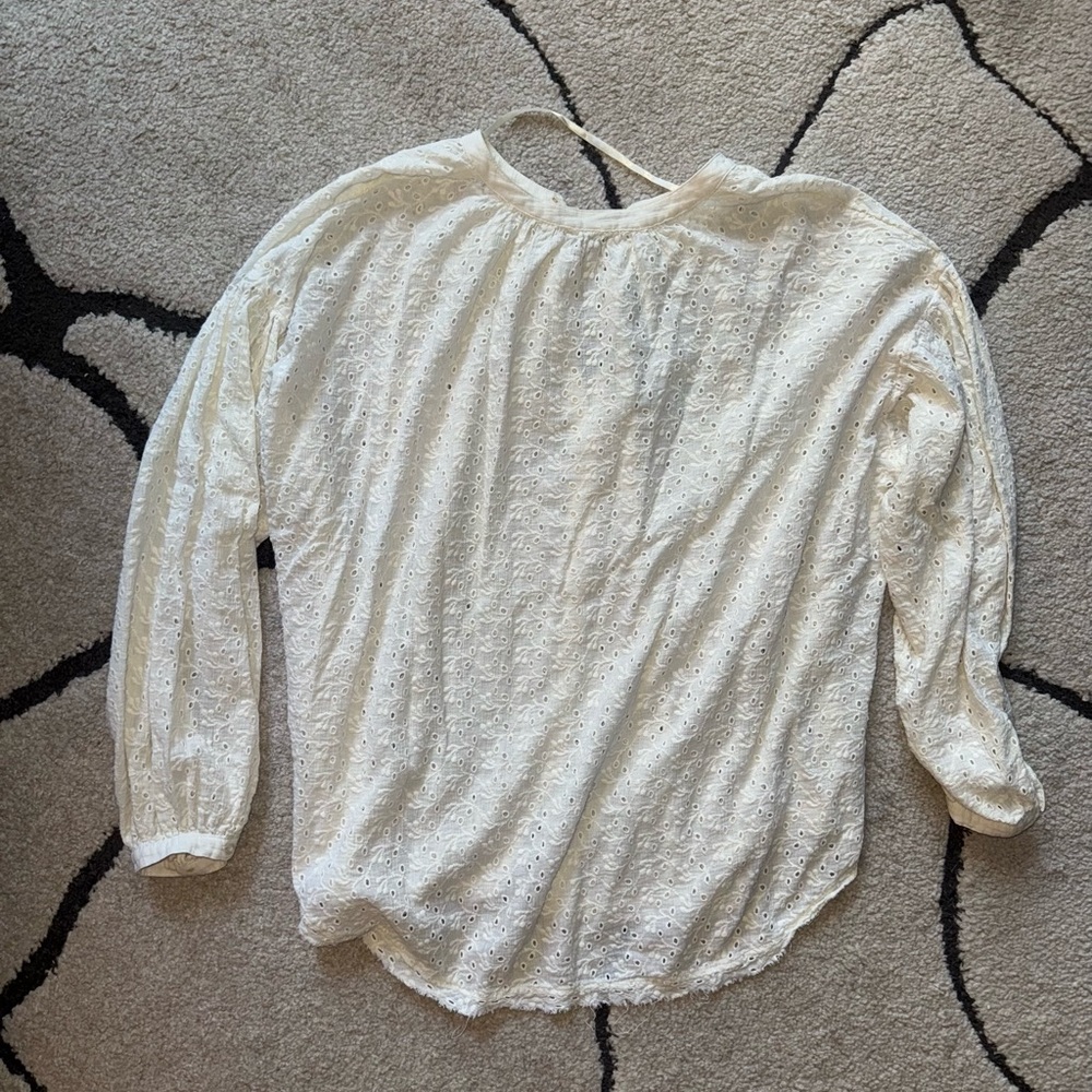 Free People White Eyelet Blouse - Picture 5 of 6